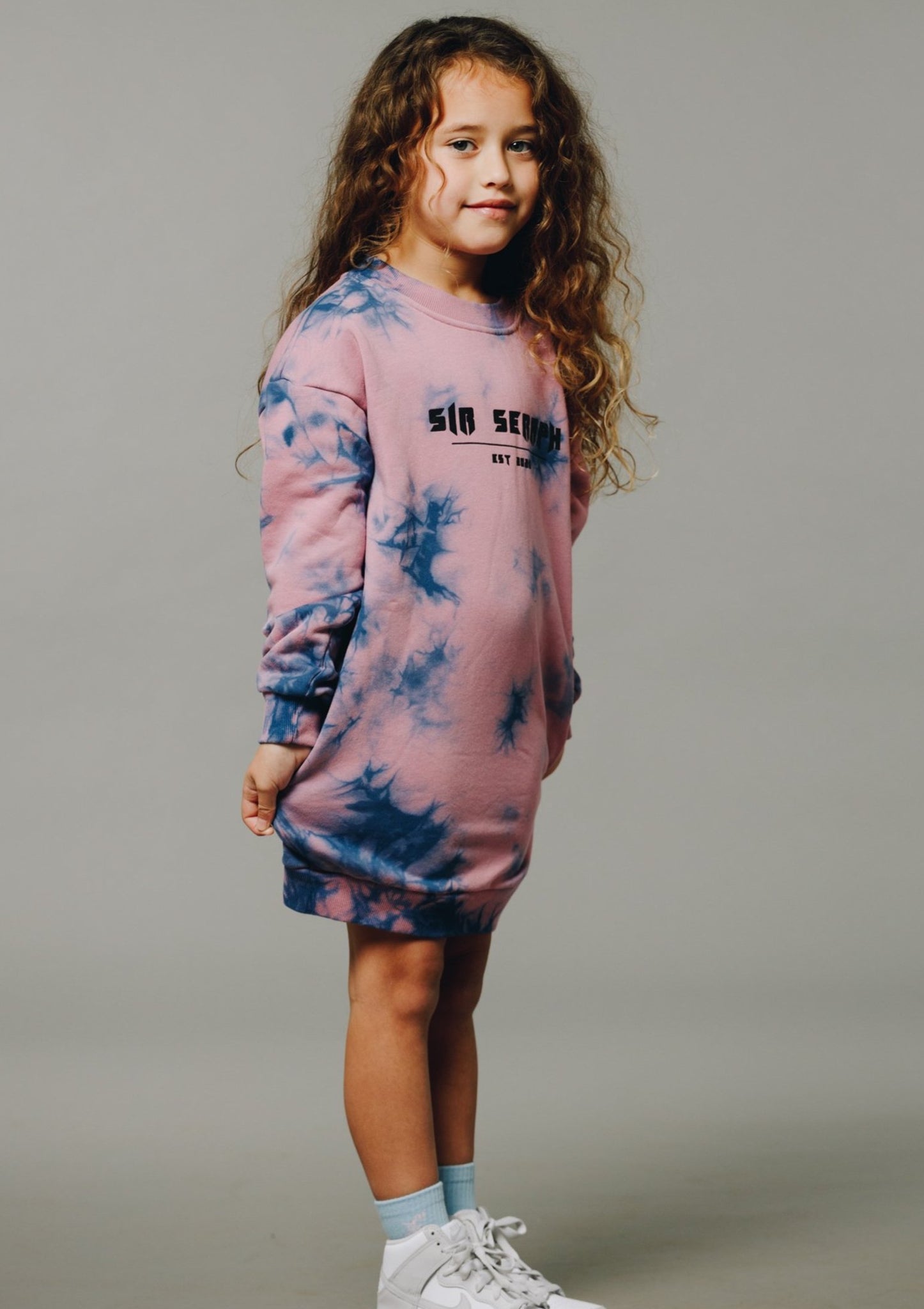 Sir Seraph OVERSIZED SWEATSHIRT DRESSES - PINK/BLUE TIE DYE