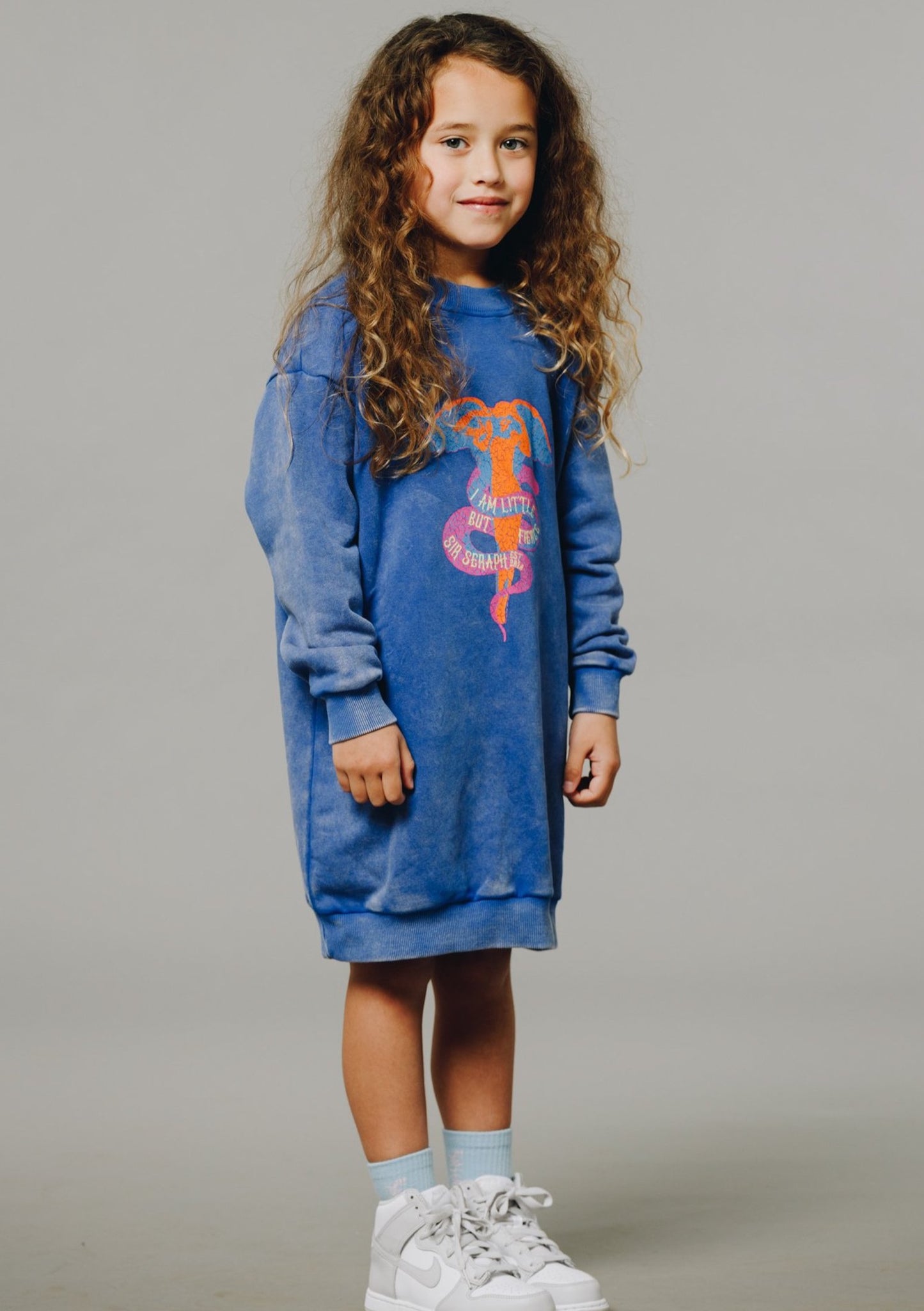 Sir Seraph SERPENT ANGEL’ SWEATSHIRT DRESS - WASHED NAVY